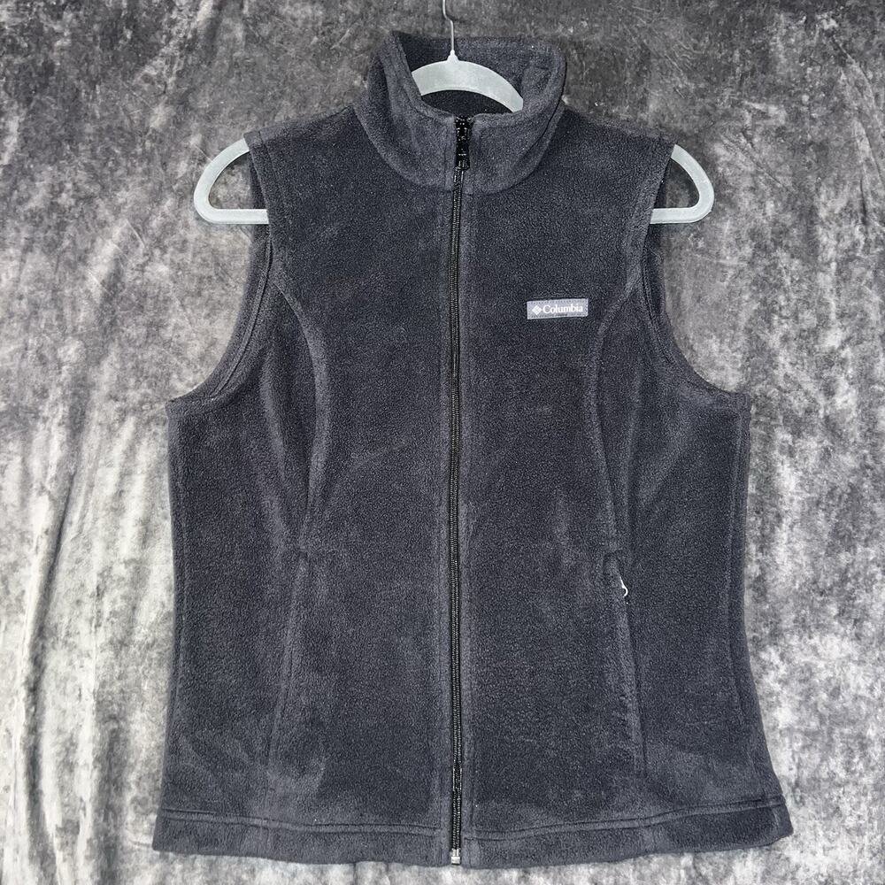 Columbia Women’s Fleece Vest Gray Full Zip Outdoor Hiking Size Large
